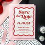 Pink And Red Retro Wedding Save The Date Cards, thumbnail 1 of 2