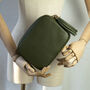 Olive Leather Personalised Crossbody Box Handbag, thumbnail 2 of 12