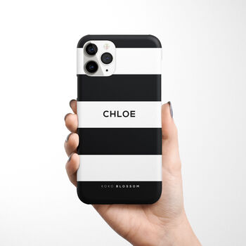 Personalised Monochrome Stripe Phone Case, 2 of 5