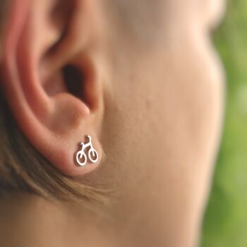 Bicycle Earrings Silver Studs Transport Jewellery, 5 of 7
