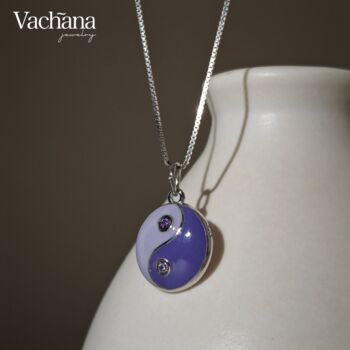 Purple Enamel Yin Yang Pendant Necklace, 3 of 5