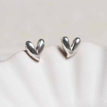 Sterling Silver Love Heart Studs, 3 of 4