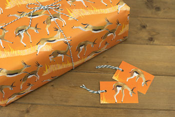 Galloping Gazelles Luxury, Recycled Wrapping Paper Pack, 3 of 5