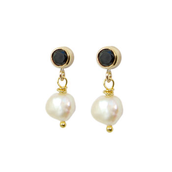 Danica Gold And Gemstone Freshwater Pearl Stud Earrings, 2 of 3