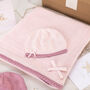 Girls Spot And Bow Baby Blanket And Hat Set, thumbnail 3 of 10