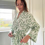 Long Cotton Kimono Large Green Leaf, thumbnail 1 of 3