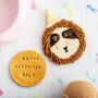 Personalised Sloth Celebration Iced Dog Biscuit Set, thumbnail 1 of 2