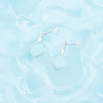 Cornish Sea Glass Stud Earrings Aqua, 5 of 5