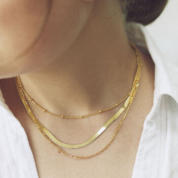 Flat Snake Chain Necklace Silver Or Gold Vermeil, 2 of 5