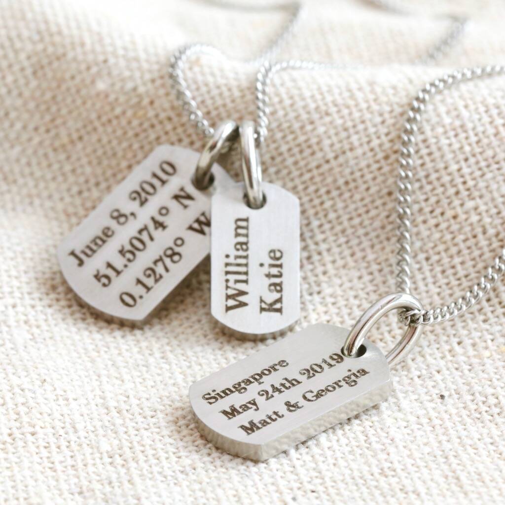 Personalised Stainless Steel Dog Tag Charm Necklace, 1 of 6