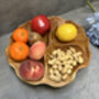 30cm Handcrafted Teak Wooden Triple Fruit Nuts Bowl, thumbnail 4 of 12