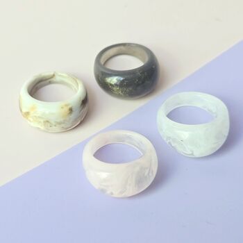 Chunky Marble Effect Resin Statement Ring, 2 of 4