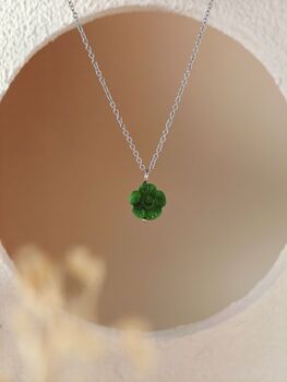 Botan Flower Natural Green Jade Necklace, 5 of 11