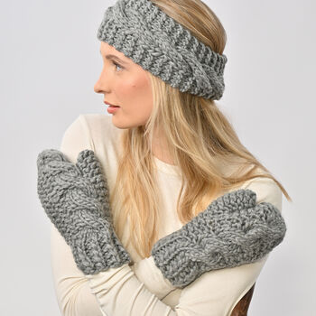 Cable Mittens And Headband Intermediate Knitting Kit, 3 of 7