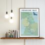 Pennine Way Map Art Print, thumbnail 1 of 9