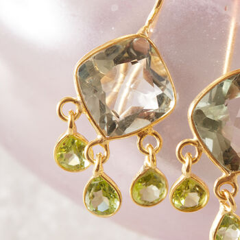 Citrine And Ruby Gold And Silver Dangly Drop Earrings, 9 of 11