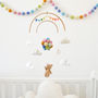Teddy Bear Flying With Rainbow Balloons Nursery Mobile, thumbnail 4 of 12