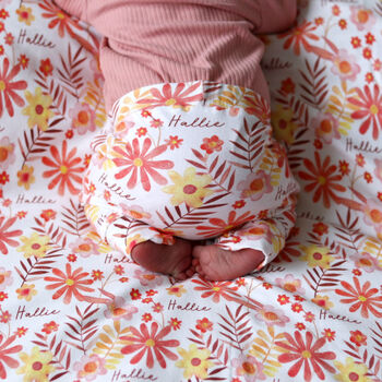 Autumn Floral Swaddle Blanket, 3 of 4