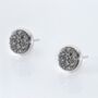 Round 925 Sterling Silver Druzy Stud Earrings, thumbnail 3 of 4