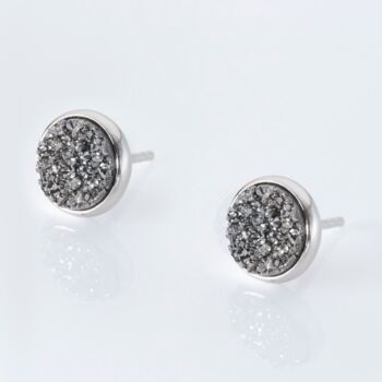 Round 925 Sterling Silver Druzy Stud Earrings, 3 of 4