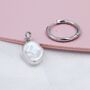 Sterling Silver Irregular Shaped Baroque Pearl Dangle Hoop Earrings, thumbnail 8 of 12