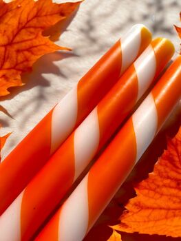 'Tangerine Twists' Orange And White Striped Candles, 2 of 5