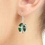 Real Four Leaf Clover Silver Drop Earrings, thumbnail 1 of 6