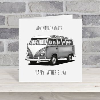 Adventure Awaits Camping Van Father's Day Card For Explorer Dads, 3 of 7