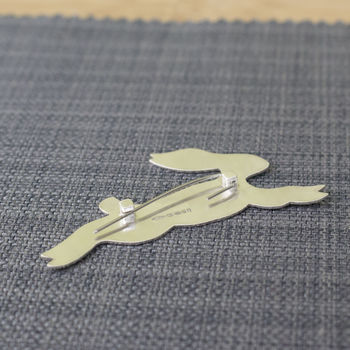 Sterling Silver Watercolour Hare Brooch, 3 of 3