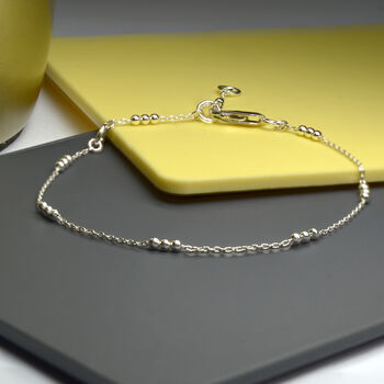 Delicate Sterling Silver Ball Chain Bracelet, 2 of 5