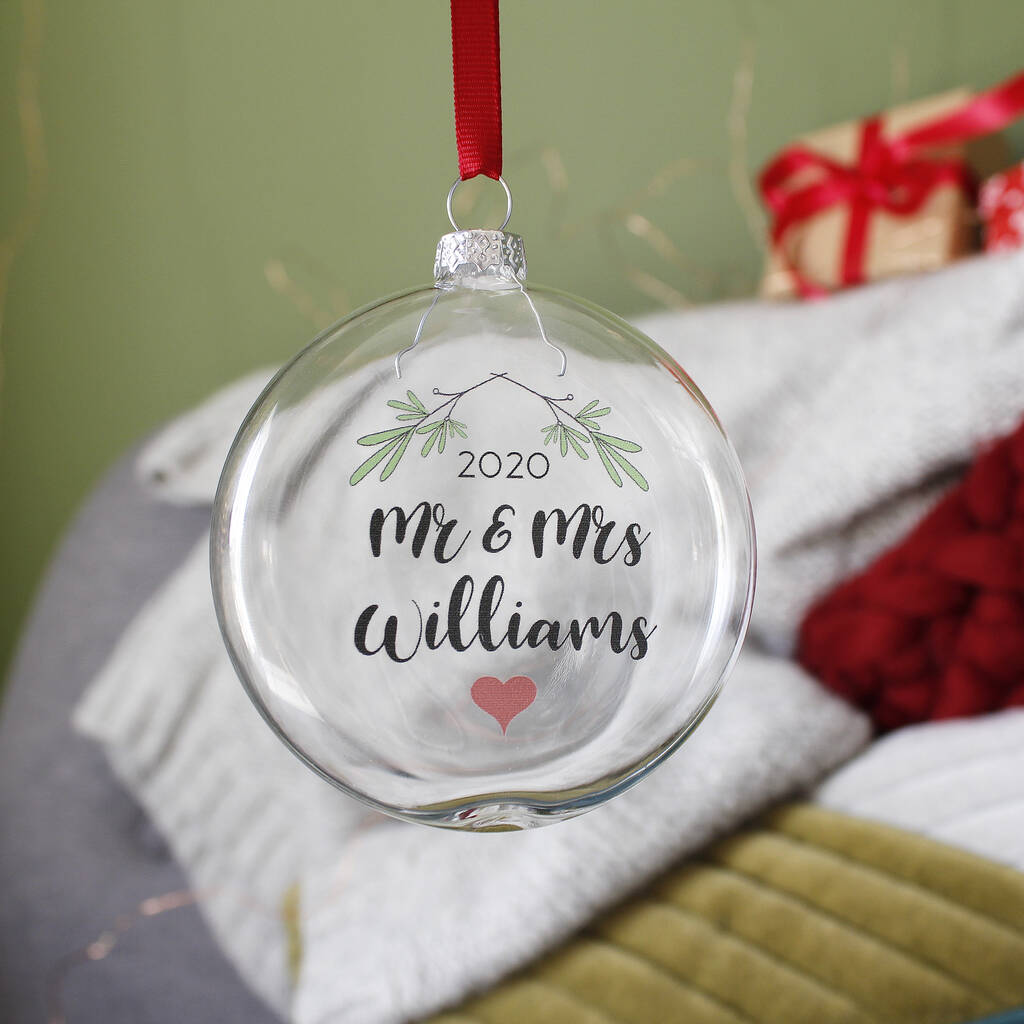 Personalised Wedding Mistletoe Bauble By Olivia Morgan Ltd