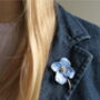 Poppy Blue Flower Brooch, thumbnail 2 of 5