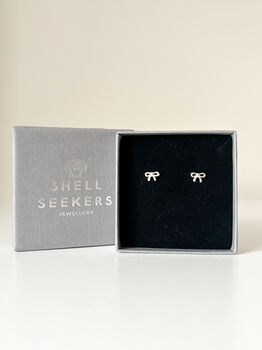 Sterling Silver Bow Stud Earrings, 2 of 6