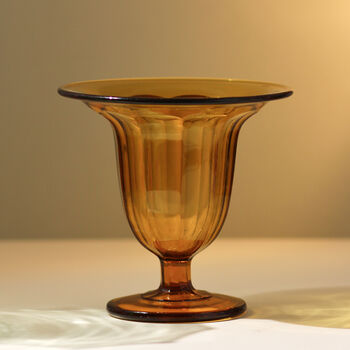 Vintage Mid Century Art Deco Glass Vase Or Bowl Amber, 2 of 2