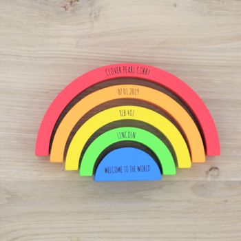 Personalised Wooden Rainbow Building Blocks For Kids, 4 of 5