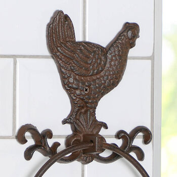 Cast Iron Country Rooster Towel Ring, 4 of 12
