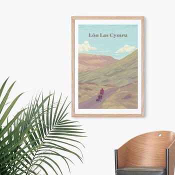 Lon Las Cymru Cycling Travel Poster Art Print, 4 of 8