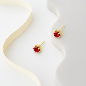 Ruby Red Swarovski Crystal Stud Earrings, 4 of 6