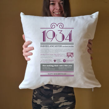 Personalised 90th Birthday Gift 1934 Cushion, 2 of 9