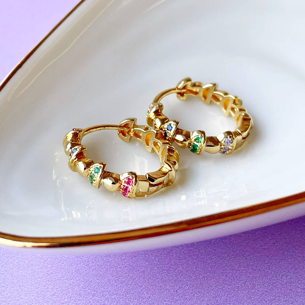 Mushroom Gold Plate Huggie Hoop Earrings By Lucent Studios