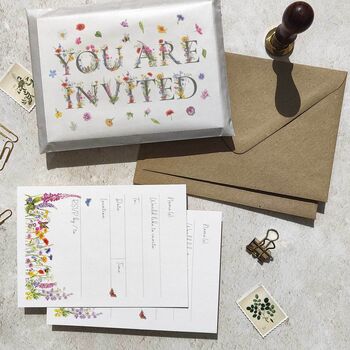 Wildflower Letters Ready To Write Party Invitations, 5 of 9