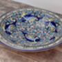 Dark Blue Fish Patterned Bowl With Flat Rim, 38cm, thumbnail 1 of 4