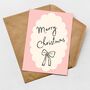 Merry Christmas Bow Greeting Card | Pink Festive Bow Card, thumbnail 1 of 2
