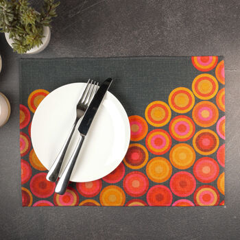 Red Orange Volcanic Fabric Placemat Set, 7 of 10