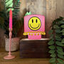 Smiley Face Pink Rechargeable Glow Lamp, thumbnail 2 of 6