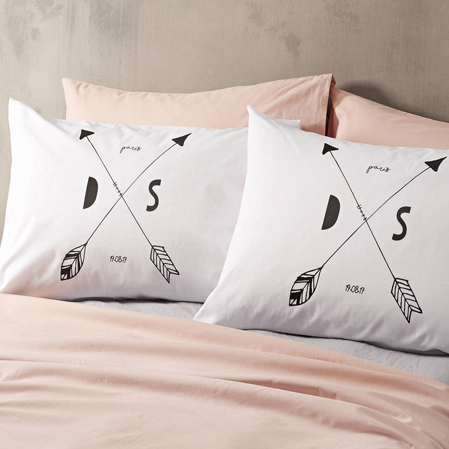 Personalised 'Arrow Initials' Pillow Case By A Piece Of