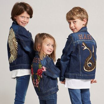 Personalised Kids Denim Jacket With Embroidered Roses, 2 of 7