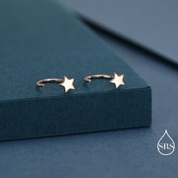 Tiny Star Huggie Hoop Earrings In Sterling Silver, 6 of 11