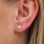 Tiny Sterling Silver Green Opal Stud Earrings, thumbnail 1 of 10