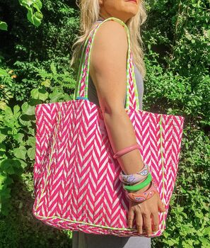 Handmade Neon Pink Tote Bag, 5 of 7